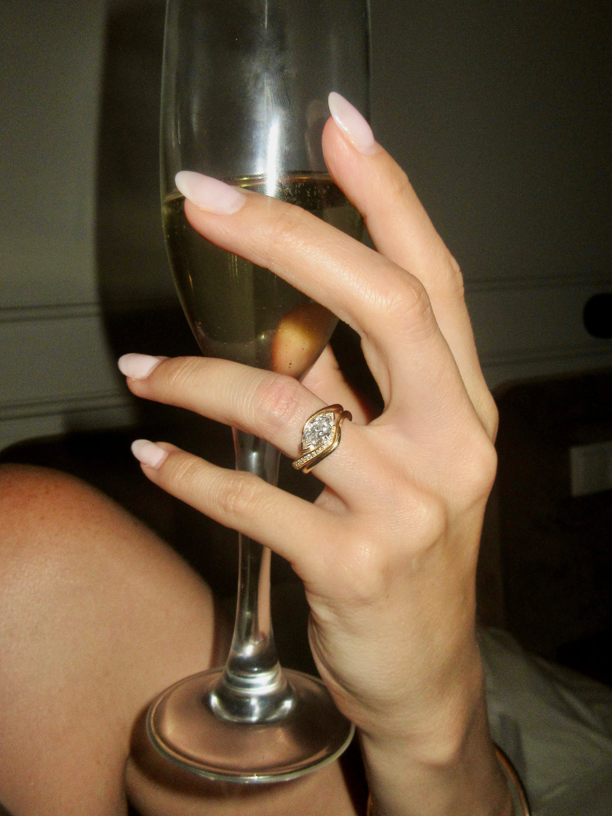 Marquise Bypass Ring with Matching Band