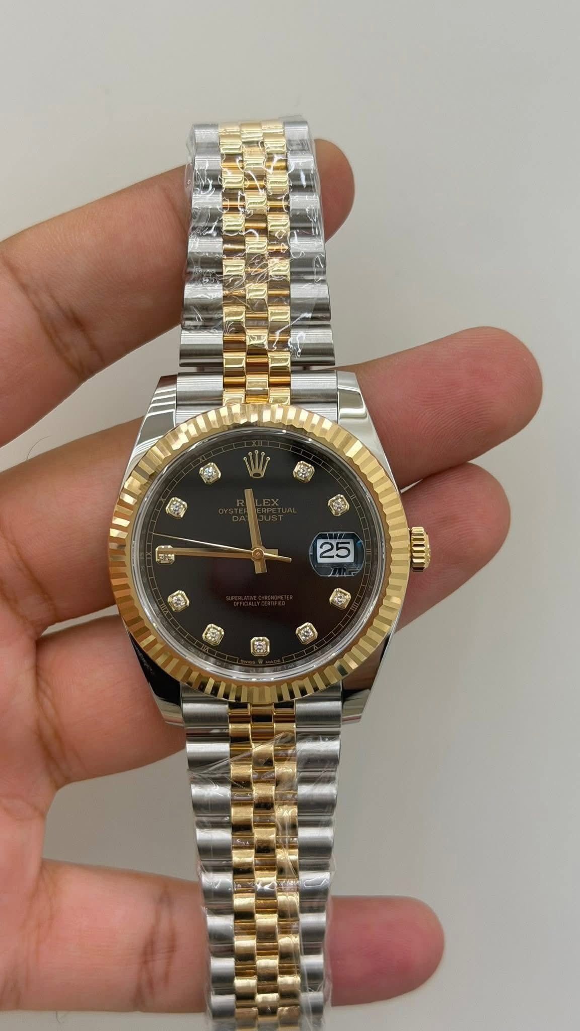 Rolex Datejust 41mm Two Tone Black Diamond Dial Reference 126333
