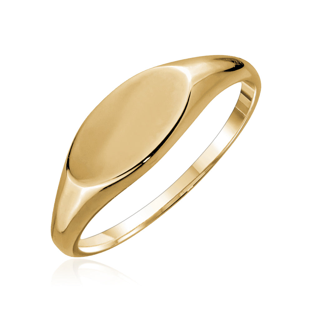 Slim Oval Signet Ring (Engravable)