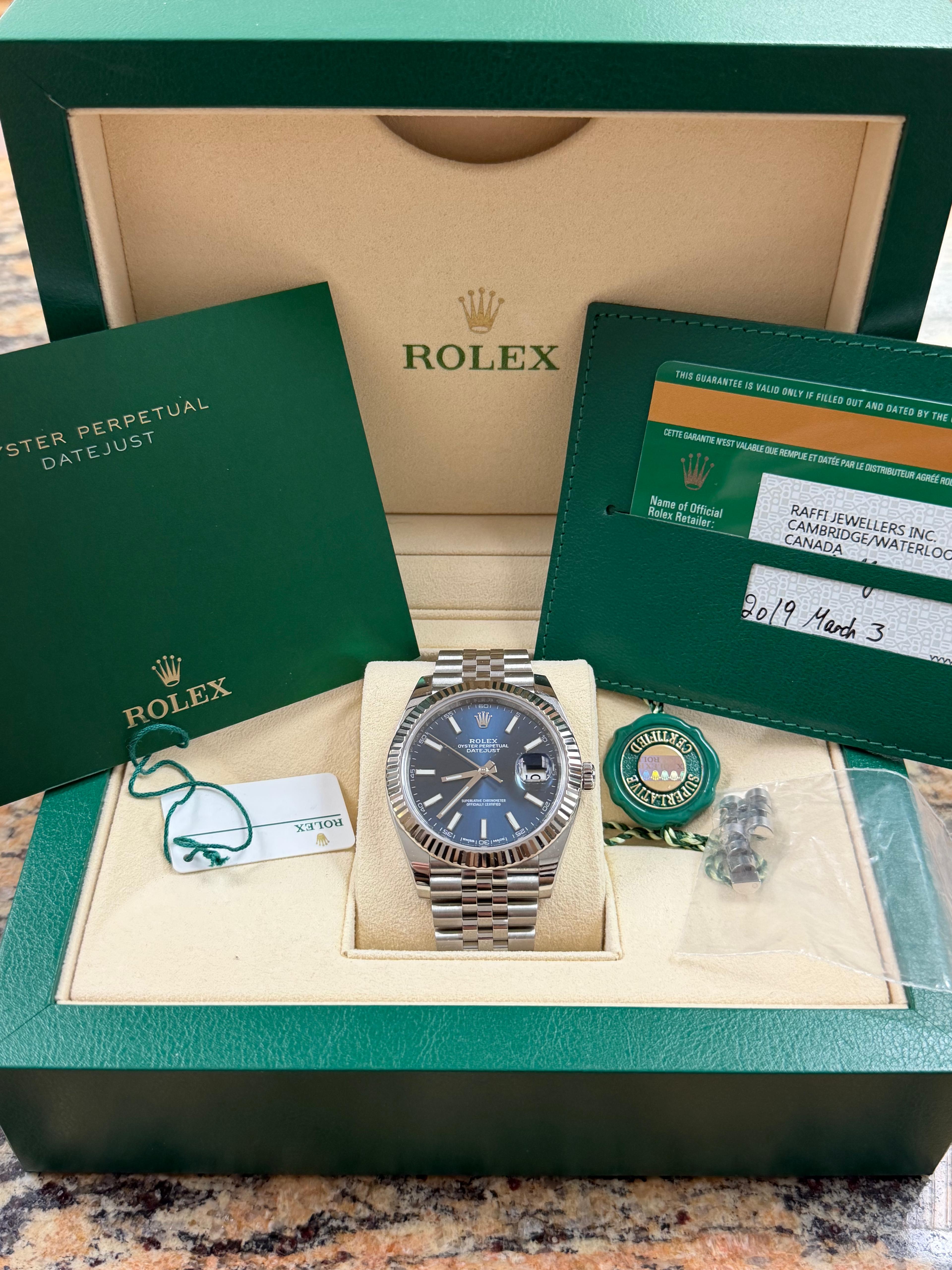 Rolex Datejust 41mm Jubilee, Blue Stick Dial Reference 126334