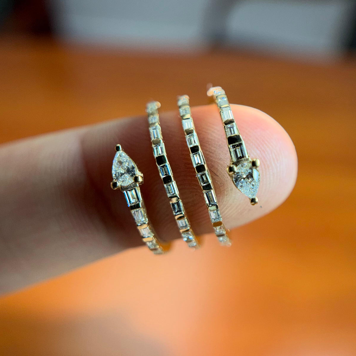 Baguette & Pear Wrap Ring