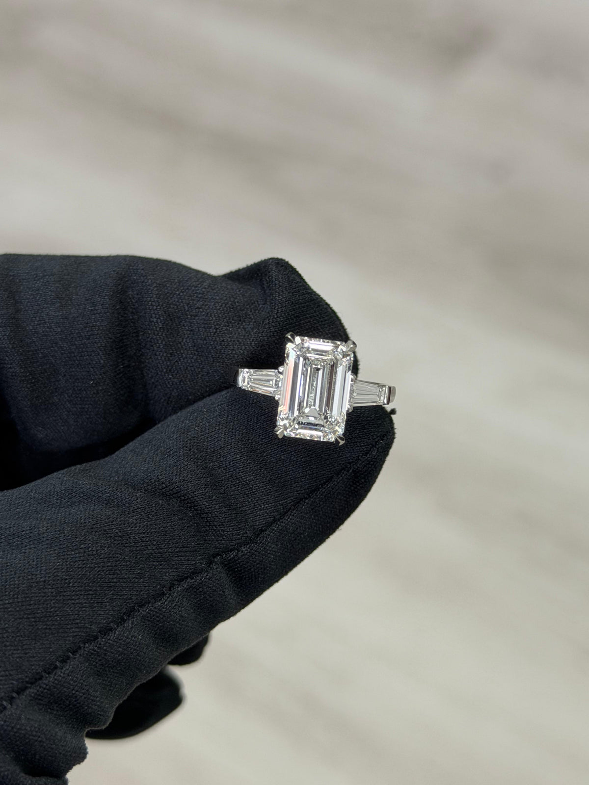 Emerald-Cut Three-Stone